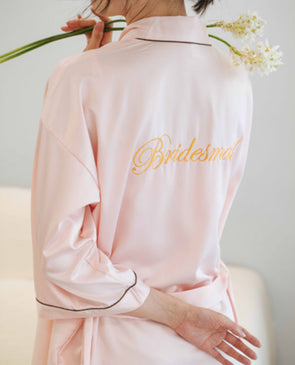 Pink satin bridesmaid robe